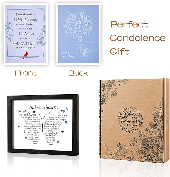 WOODEXPE Sympathy Gift LED Memorial Shadow Box 8x10 Memorial Gifts for Loss of Loved One (Butterfly Black)