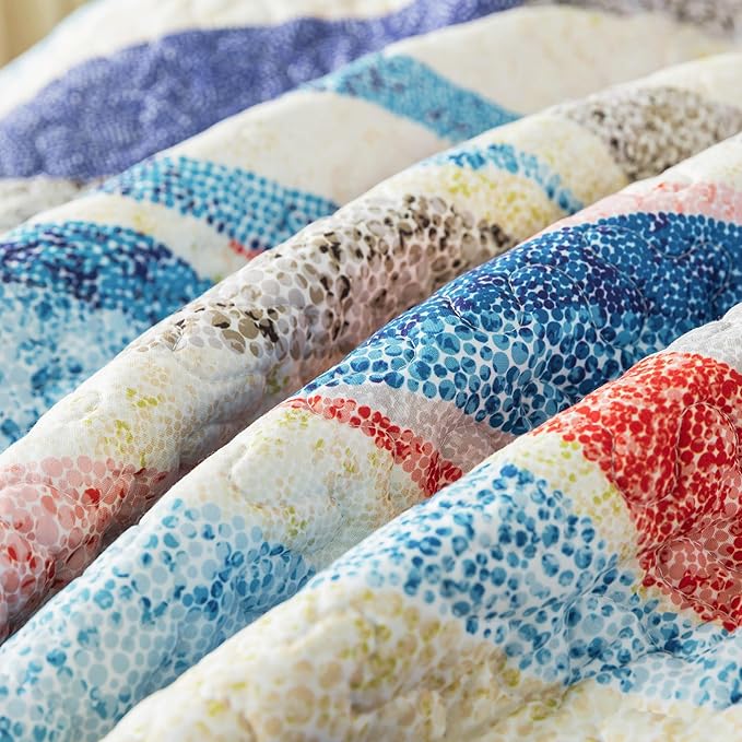 HoneiLife Qversized Queen Quilt - 106"x106" Coastal Quilt Sets, Beach Quilt 3-Piece, Nautical Bedspreads Ocean Coverlets, Lightweight Bed Cover, Summer Quilts