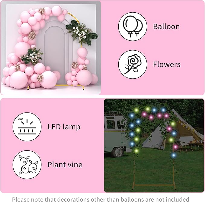 7.2FT Arch Backdrop Stand for Party, Wedding Arch Stand for Ceremony Birthday Party Baby Showers Photo Booth Easy Assembly Supports Flowers Balloons and Decor,Gold