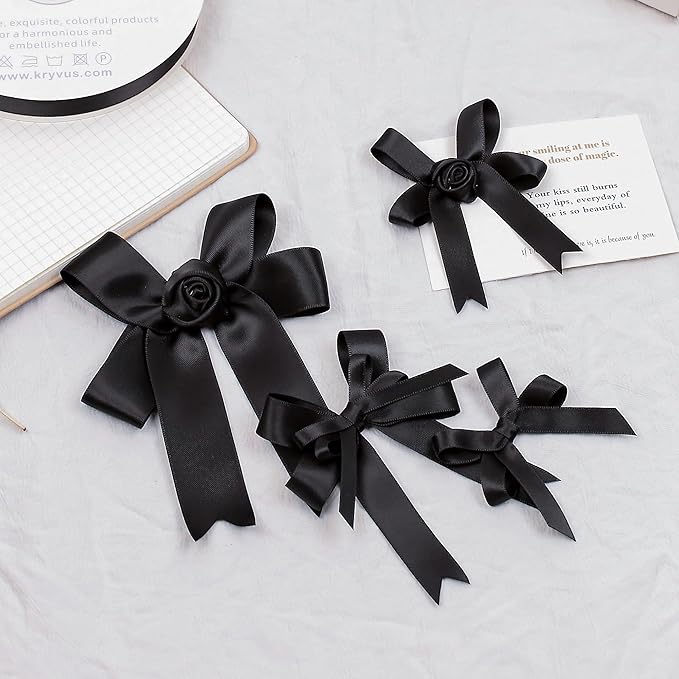Black Satin Ribbon, Double Faced 1/4 Inch X 50 Yards Black Ribbon, Premium Satin Ribbon for Gift Wrapping, Crafts, Hair Bow Making, Sewing, Flower Bouquet, Wedding Party Decor