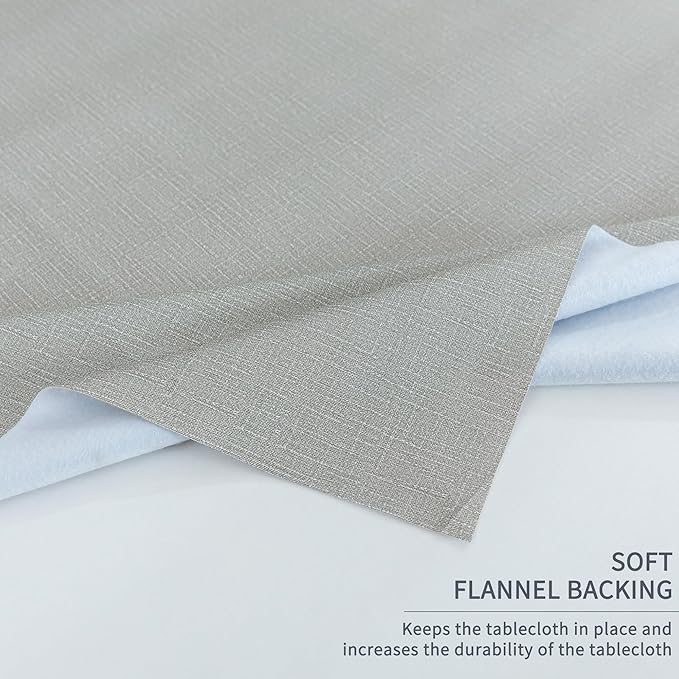 Rectangle Table Cloth,100% Waterproof Tablecloth Oil Proof Spill Proof Vinyl Table Cloth, Wipe Clean Plastic Table Cover for Dining, Camping, Indoor and Outdoor 54" x 84",Grey