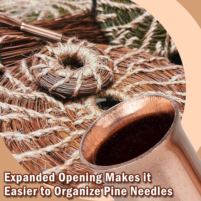 ARSTBETY Longer Pine Needle Basket Making Guide Coiling Tool, Copper Pine Needle Gauge Guide for Basket Making Weaving (Copper Basket Making Gauge)