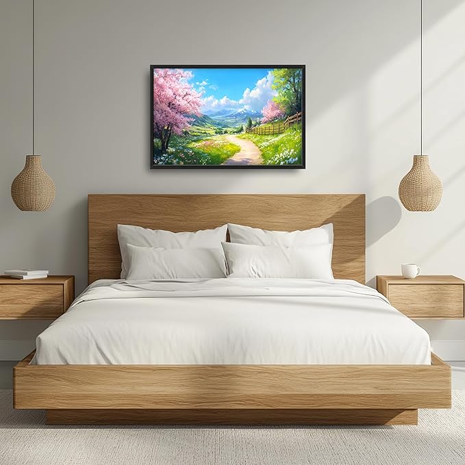 Mountain Trees Large Wall Art Framed Nature Scenery Wall Decor for Living Room Country Road Pictures Oversized Canvas Print Painting Modern Extra Large Framed Artwork for Bedroom Office 36"x24"