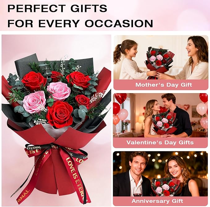 Vrioca Flowers for Delivery, Preserved Flowers Bouquets, Birthday Gifts for Women Mom