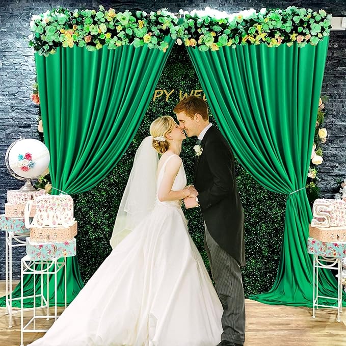 10 x 10 Feet Hunter Green Backdrop Curtain for Partie, Background Curtains for Photoshoot, Birthday, Wedding, Halloween, Thanksgiving, Christmas, New Year Party Decorations 5Ft x 10Ft, 2 Panels