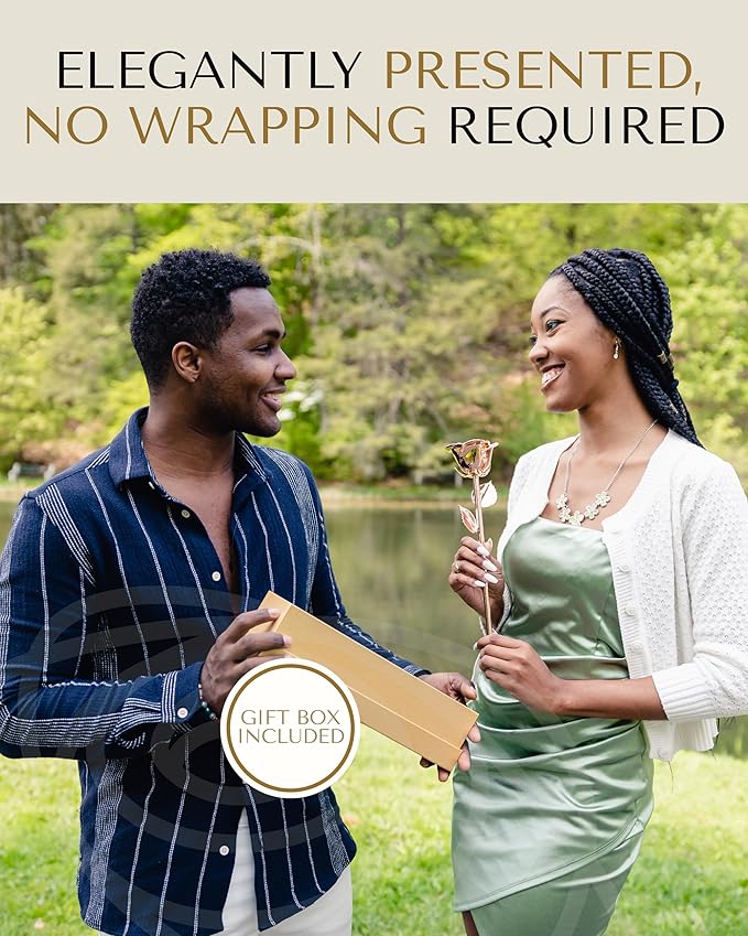Forever Rose Real Rose Dipped in Rose Gold, Handcrafted Preserved Rose in Luxury Gold Gift Box, Romantic Gift for Her, Elegant Keepsake for Anniversary, Birthday, or Any Special Occasion