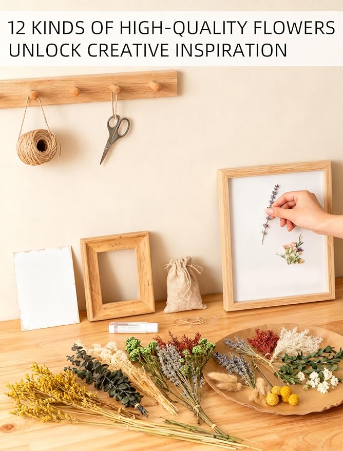 WILD AUTUMN 12 Kind Dried Flowers Set - Including Lavender, Eucalyptus, Wheat, Bunny Tails, Handmade for DIY Crafts, Vase Decor, Wedding/Home/Birthday/Seasonal Decor