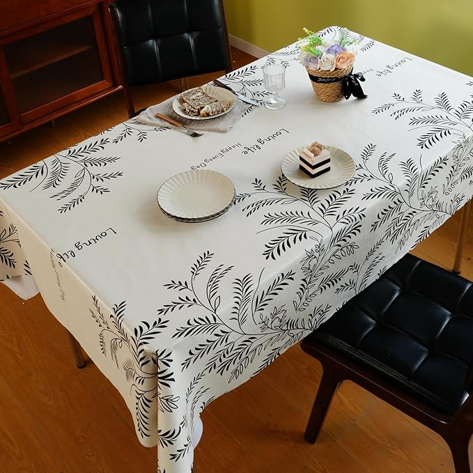 Rectangle Table Cloth,100% Waterproof Tablecloth OilProof SpillProof Vinyl Table Cloth, Wipe Clean Plastic Table Cover for Dining, Camping, Indoor and Outdoor 54" x 84",Midnight Foliage
