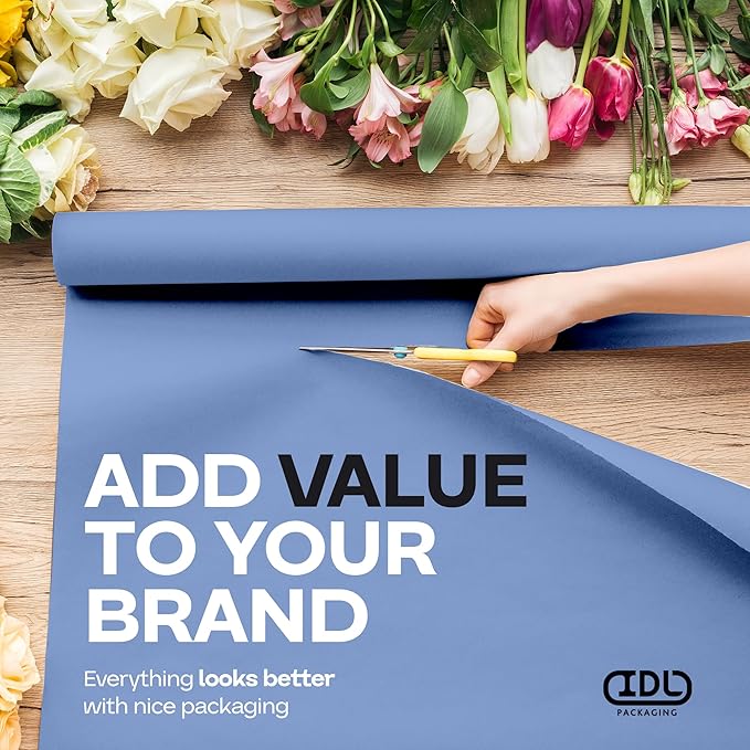 IDL Packaging 36" x 1200" (100 feet) Blue Kraft Paper Roll - USA-Made Quality Craft Paper for Gift Wrapping, Kids' Arts & Crafts, School Projects - 100% Recycled Natural Material 50lb Thickness