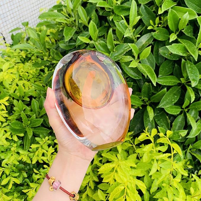 Crystal Vase, Modern Decorative Vase, Minimalist Floral Vase, Light Luxury Style for Home Decor, Centerpiece, Office, Pampas Grass, Dried Flowers, Flowers and Buds (Big Amber)