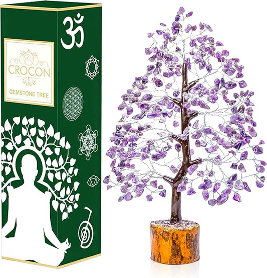 Amethyst Crystal Tree of Life Handmade Gemstone Tree, Chakra Tree of Life, Healing Crystal Tree, Feng Shui Tree Decor, Crystal Decorations, Money Tree Bonsai, Artificial Tree, Spiritual Wisdom Gift