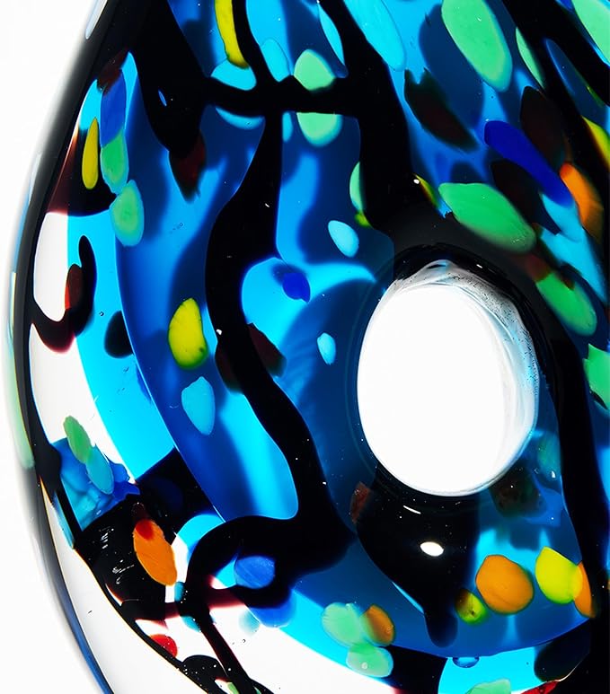 Luxury Lane Hand Blown Abstract Hollow Blue Tear Drop Sommerso Art Glass Sculpture for Home Decor 14 inch Tall Centerpiece Table Decoration