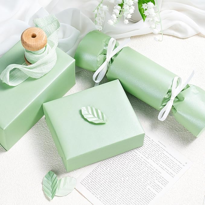 RUSPEPA Sage Green Matte Wrapping Paper, Jumbo Roll, Green Solid Color Pearly-luster Paper Perfect for Wedding, Birthday, Spring, Christmas, Easter, DIY Bouquet, 30 Inches X 32.8 Feet