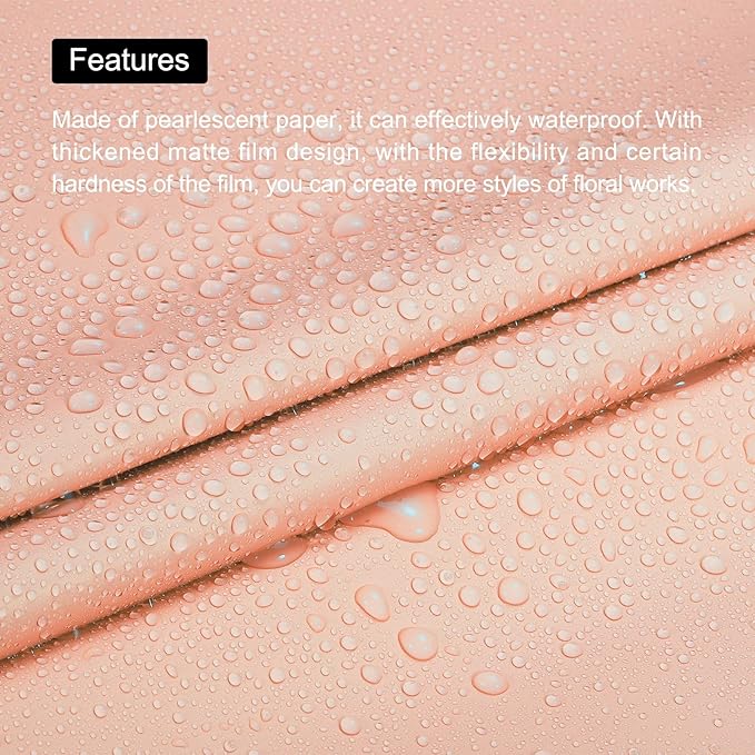 MECCANIXITY 20 Pcs Flower Wrapping Paper 22.8x22.8 Inch Waterproof Florists Wrapping Paper for Florist Bouquet Supplies, DIY Crafts, Gift/Gift Box Packaging Pink