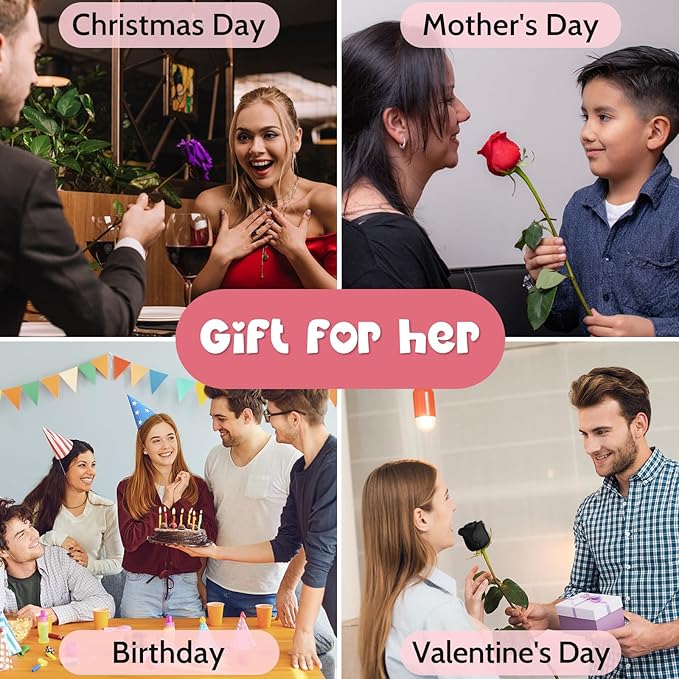 Yamonic Preserved Flowers Rose Gifts for Women Mom, Mothers Day Rose Flower Gifts for Mom, Forever Real Flowers Birthday Mom Gifts for Her, Grandma, Girlfriend, Wife Gifts for Anniversary (Red)