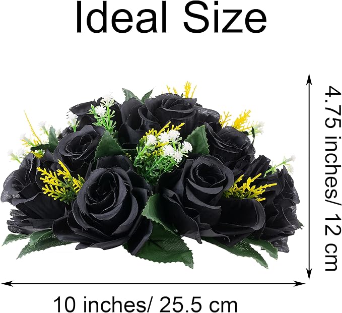 Flower Centerpieces for Wedding Tables: Halloween Table Decorations Black Flower Balls Centerpieces for ，Engagement Cerebration Party Gothic Center Pieces 2 Packs