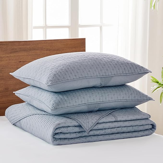 Levtex Home - Cross Stitch Bedspread Set - Queen Bedspread and Two Standard Shams - Cross Stitch Pattern - Bedspread (104X106in.) and Sham (20x26in.) - Cotton