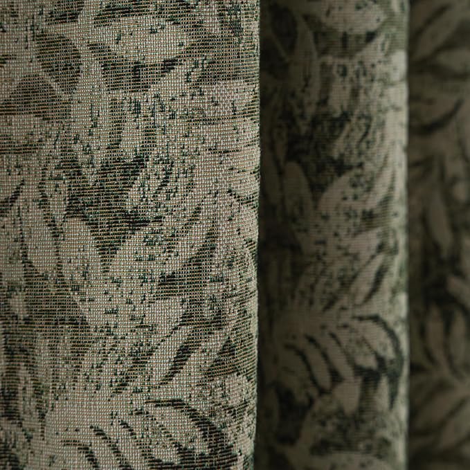 ENJOYBRIDAL Green Leaf 96 Inch Curtains 2 Panel Sets Farmhouse Long Drapes Semi Sheer Rod Pocket Bedroom Rustic Window Curtain Panels Living Room Boho Aesthetic Country Tassel Window Treatments