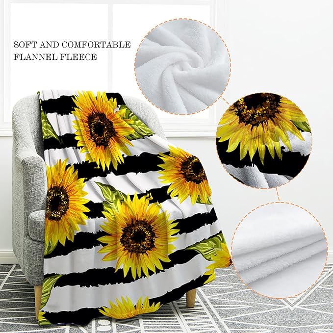 Jekeno Sunflower Gifts Blanket for Women Girls, Sunflowers Decor Gifts for Sunflower Lovers Adult Kids, Cute Throw Decoration for Home Living Room Bed Couch