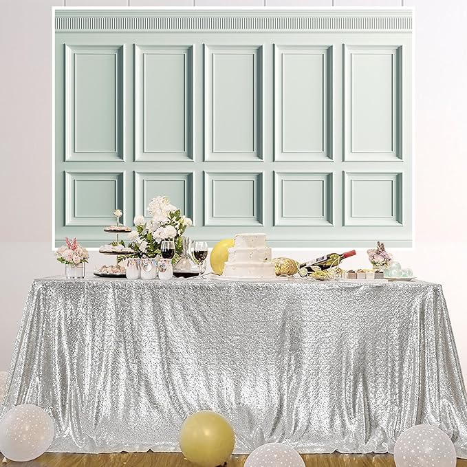 AOFOTO Vintage Room Inside Backdrop Classic French Frame Light Green Walls Photo Background for Wedding Bridal Shower Party Banner Home Headboard Decor Wall Photo Studio Booth Props 10x6.5ft