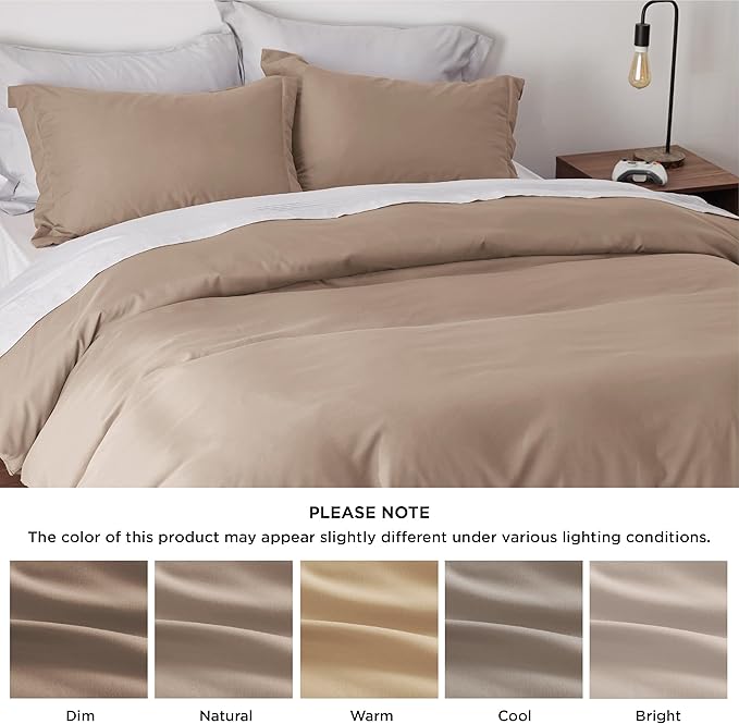 Bedsure Duvet Cover King Size - Soft Double Brushed Bedding Set for Kids & Adults, Zipper Closure, 3 Pieces, Includes 1 Duvet Cover (104"x90") & 2 Pillow Shams, NO Comforter, Khaki