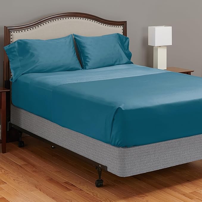 MyPillow Giza Dreams Bed Sheets, 100% Certified Giza Egyptian Cotton, Deep Pocket, Sateen Weave [RV Queen, Lake Blue]