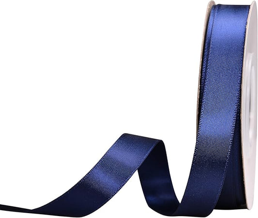 YAMA Navy Blue Double Face Satin Ribbon 5/8" 25 Yards Navy Ribbon for Gift Package Wrapping,Floral Design,Hair Bow Clip Making,Crafting,Sewing,Wedding Decor