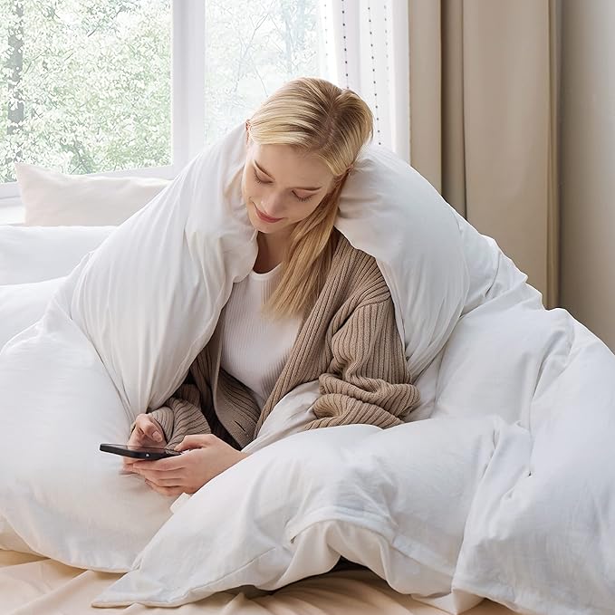 Bedsure White Duvet Cover Full Size - 3 Pieces Prewashed Extra Soft Cotton-Like Bedding Set, Includes 1 Duvet Cover 80x90 Inches with Zipper Closure & 2 Pillow Shams, Comforter Not Included