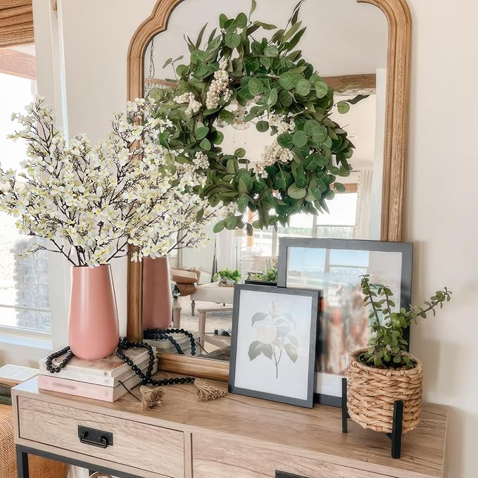 CISDUEO 2 Pcs Artificial Cherry Blossom Flowers Bulk White Fake Fall Flowers Branches Silk Babys Breath Flower Fall Floral Stems for Vase Indoor Home Decor Wedding Party Table Centerpiece Christmas