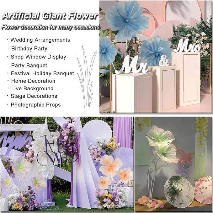Wedding Decorations for Reception,5.6 Ft Big Artificial Silk Flowers,Giant Flowers for Decoration,Party Banquet Decor,Home Decor,Photographic Props,Shop Window Display（Green and Pink）