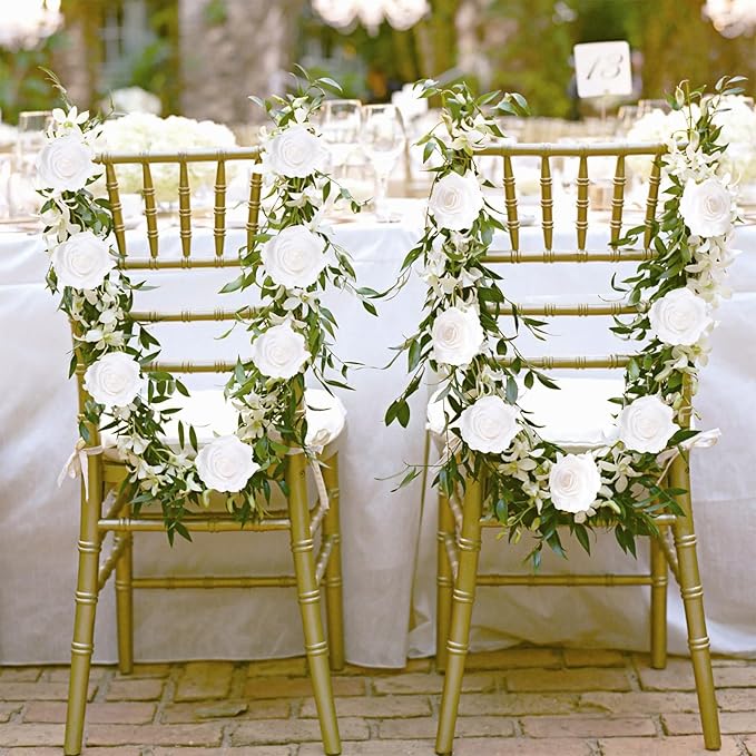 20pcs White Roses Artificial Flowers Fake Roses Real Looking Silk Flowers Bulk Big Faux Roses with Stems for Wedding Centerpieces Table Home Party Decor Bridal Floral Arrangements (White)