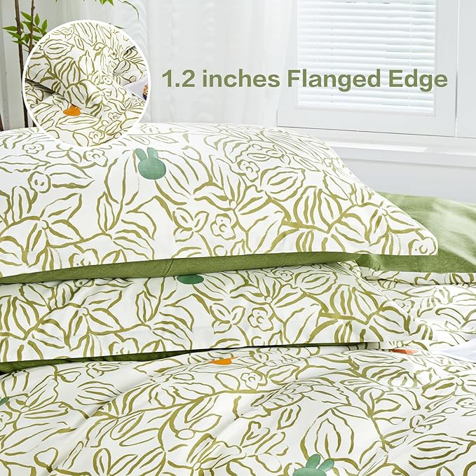 SAPHREAS Green Vine Duvet Cover Full Size Set 3pcs Abstract Botanical Plant Leaves Bedding Comforter Cover Set Garden Style 1 Duvet Cover 2 Pillow Shams, Comforter Not Included