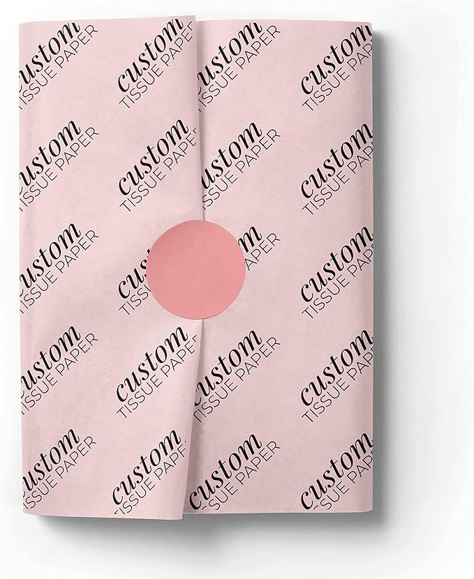 COACO Personalized Tissue Paper, Your Custom Design, Logo, or Text, Great for Holiday or Special Occasion, Small Business Packaging or Gift Wrapping, Gift Bags, 30, 50, or 100 Count, Blush (18"x10")