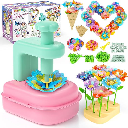 beefunni Flower Bouquet Craft Kits, DIY Arts and Crafts for Kids 4-6-8, Upgrade Wreaths & Colorful Flowers Toys for 4 5 6 7 8+Year Old Girl Birthday Gifts Ideas,Toddler Creative Educational Activities