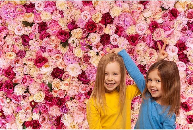Roses Flowers Backdrop Valentine's Day Pink Red Rose Photography Background Various Floral Roses Backdrop for Anniversary Birthday Wedding Baby Shower Children Adults Photo Prop Backgrounds 12x8ft
