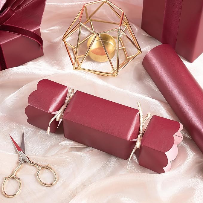 RUSPEPA Burgundy Matte Wrapping Paper, Mini Roll, Wine Red Solid Color Pearly-luster Paper Perfect for Christmas, Wedding, Birthday, Valentine's Day, Baby Shower, Anniversary, 17 Inches X 32.8 Feet