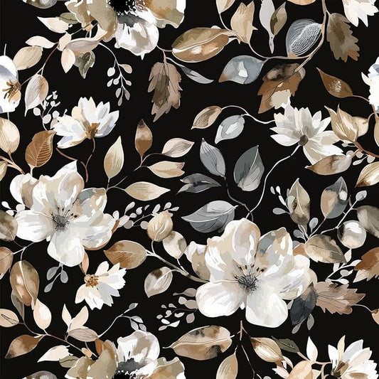 Vintage Dark Black Floral Peel and Stick Wallpaper Modern Botanical Flower Waterproof Removable Self Adhesive Vinyl Contact Wall Paper for Farmhouse Bathroom 17.7" X 124" Roll