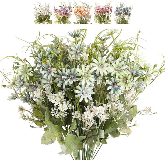 Artificial Flowers Wildflowers Silk Daisy Spring Fake Daisies Decoration Summer UV Resistant Colorful Mixed Bundles Faux Greenery Outdoor Plant Stem Filler for Home Decor Indoor Floral Arrangements