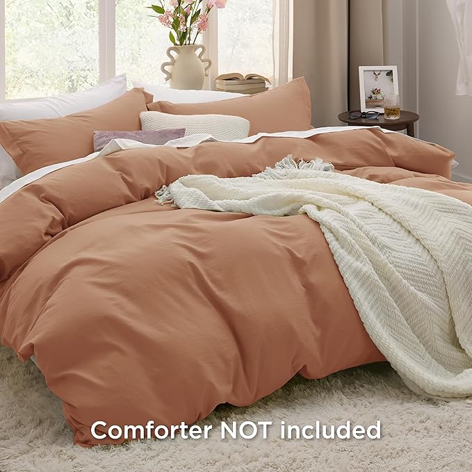 Bedsure Taupe Duvet Cover Queen Size - 3 Pieces Prewashed Cotton-Like Extra Soft Bedding Set, Includes 1 Duvet Cover 90x90 Inches with Zipper Closure & 2 Pillow Shams, Comforter Not Included