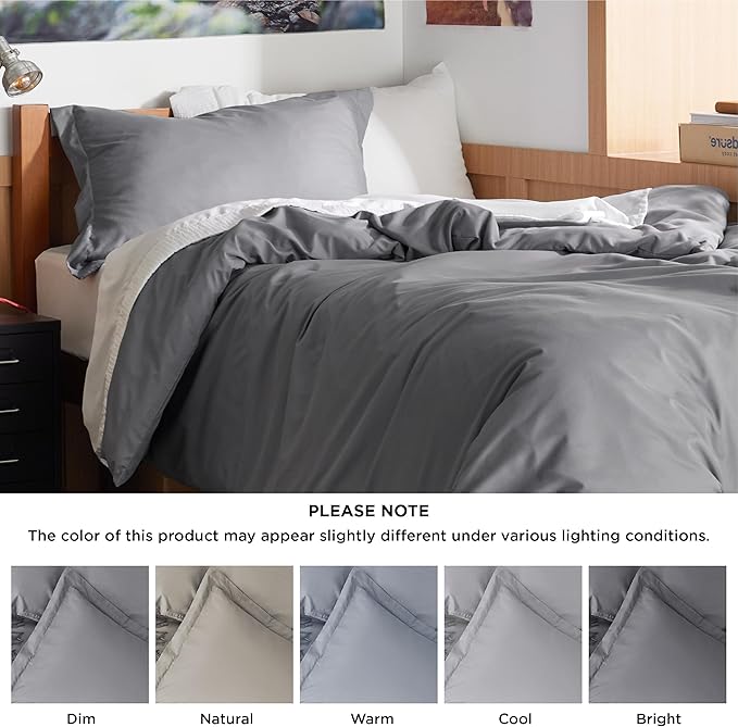 Bedsure Duvet Cover Twin/Twin XL Size - Soft Double Brushed Bedding Set for Kids & Adults, Zipper Closure, 2 Pieces, Includes 1 Duvet Cover (68"x90") & 1 Pillow Sham, NO Comforter, Grey