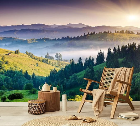 PYFFYP- Tropical Natural Landscape Forest Wallpaper murals for Bedroom(Not Peel and Stick)