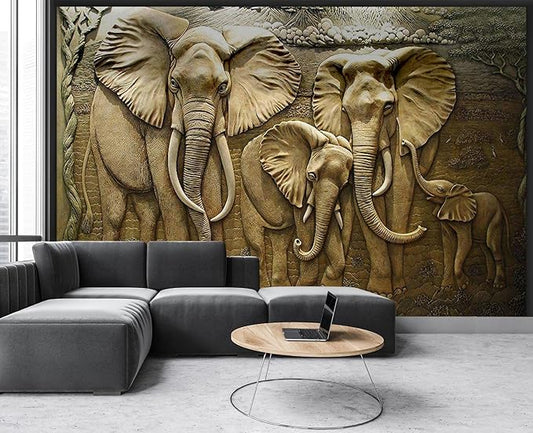 Wall Mural 3D Wallpaper - Elephant Design, 103" x 69" (Not Self-Adhesive)
