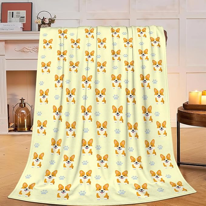 Corgi Blanket Cute Corgi Dog Throw Blanket Puppy Soft Cozy Fleece Fuzzy Stuffed Plush Flannel Gifts for Girls Women Boys Kids Adults 40''x50''