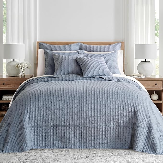 Levtex Home - Cross Stitch Bedspread Set - Twin Bedspread and One Standard Sham - Cross Stitch Pattern - Bedspread (84x104in.) and Sham (20x26in.) - Cotton