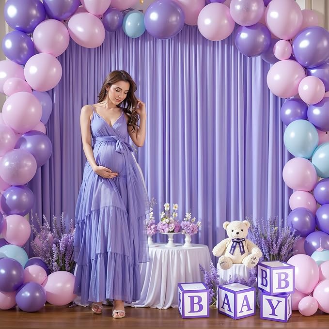 Lavender Backdrop Curtain 2 Panels-Wrinkle-Free Champagne Curtains Polyester Photography Drapes for Baby Shower Birthday Party Photo Background Backdrop Stand- 8 X10FT (Lavender)