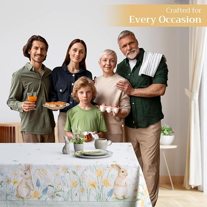 Maison d' Hermine Table Cloth Rectangle Table 100% Cotton 70 x 140 Inches Tablecloth Reusable Decorative for Dining Room, Farmhouse, Home, Party, Festive & Wedding Spring Summer - Easter Dew