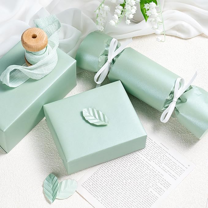 RUSPEPA Mint Matte Wrapping Paper - Solid Color Pearly - luster Paper Perfect for Wedding, Birthday, Spring, Christmas, Baby Shower, DIY Bouquet -17 Inches X 32.8 Feet