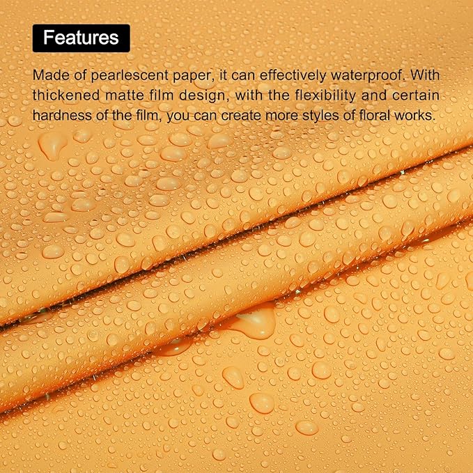 MECCANIXITY 10 Pcs Flower Wrapping Paper 22.8x22.8 Inch Waterproof Florists Wrapping Paper for Florist Bouquet Supplies, DIY Crafts, Gift/Gift Box Packaging Yellow