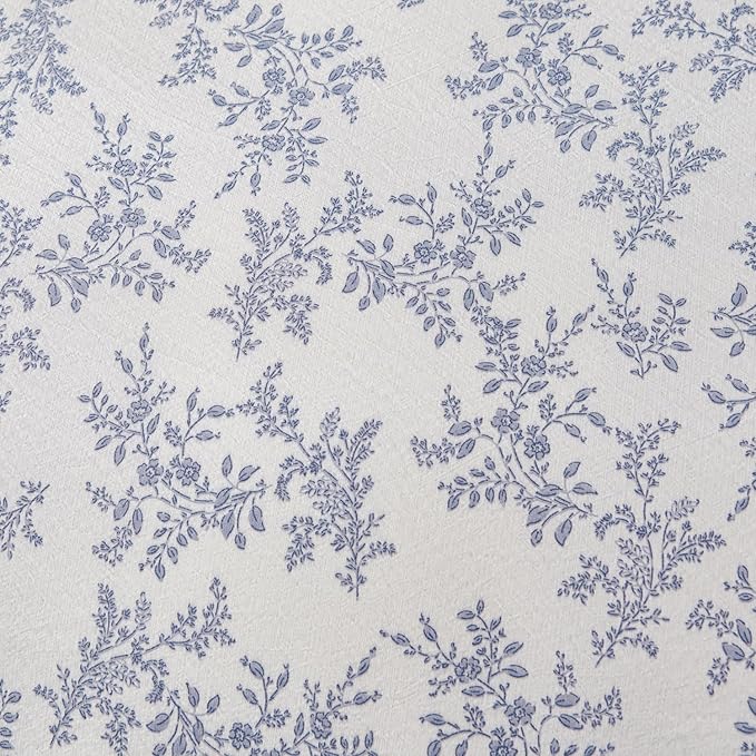 Floral Queen Comforter Set Soft 3 Pieces Chic Crinkle Gauze Fabric Garden Style Blue Floral Print Botanical Flower Comforter for All Seasons Luxury Warmth Comfy Breathable with 2 Pillowcases