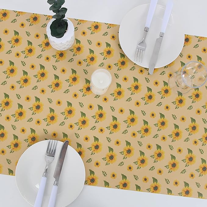 Aimyoo Kraft Floral Wrapping Paper Jumbo Roll, All Occasion Sunflower Flower Gift Wrap Paper for Wedding Bridal Shower Birthday, 17 in x 60 ft